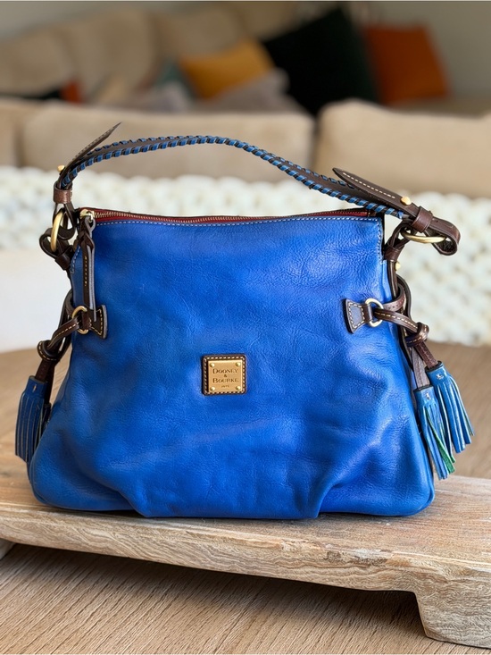 Dooney & Bourke Handbags - Dooney & Bourke Florentine USA Blue Leather Tassel Hobo Shoulder Bag EUC MINT